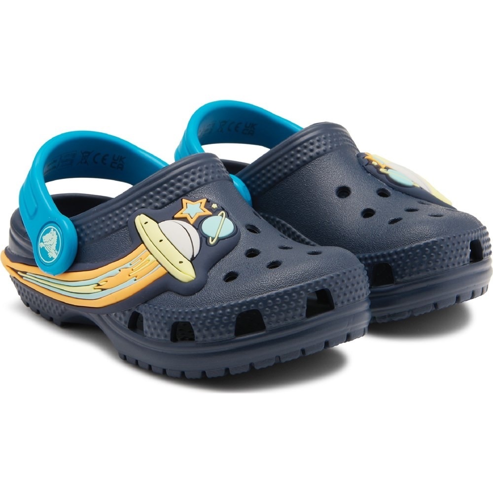 CROCS Kids Navy Blue and Teal Space Clog